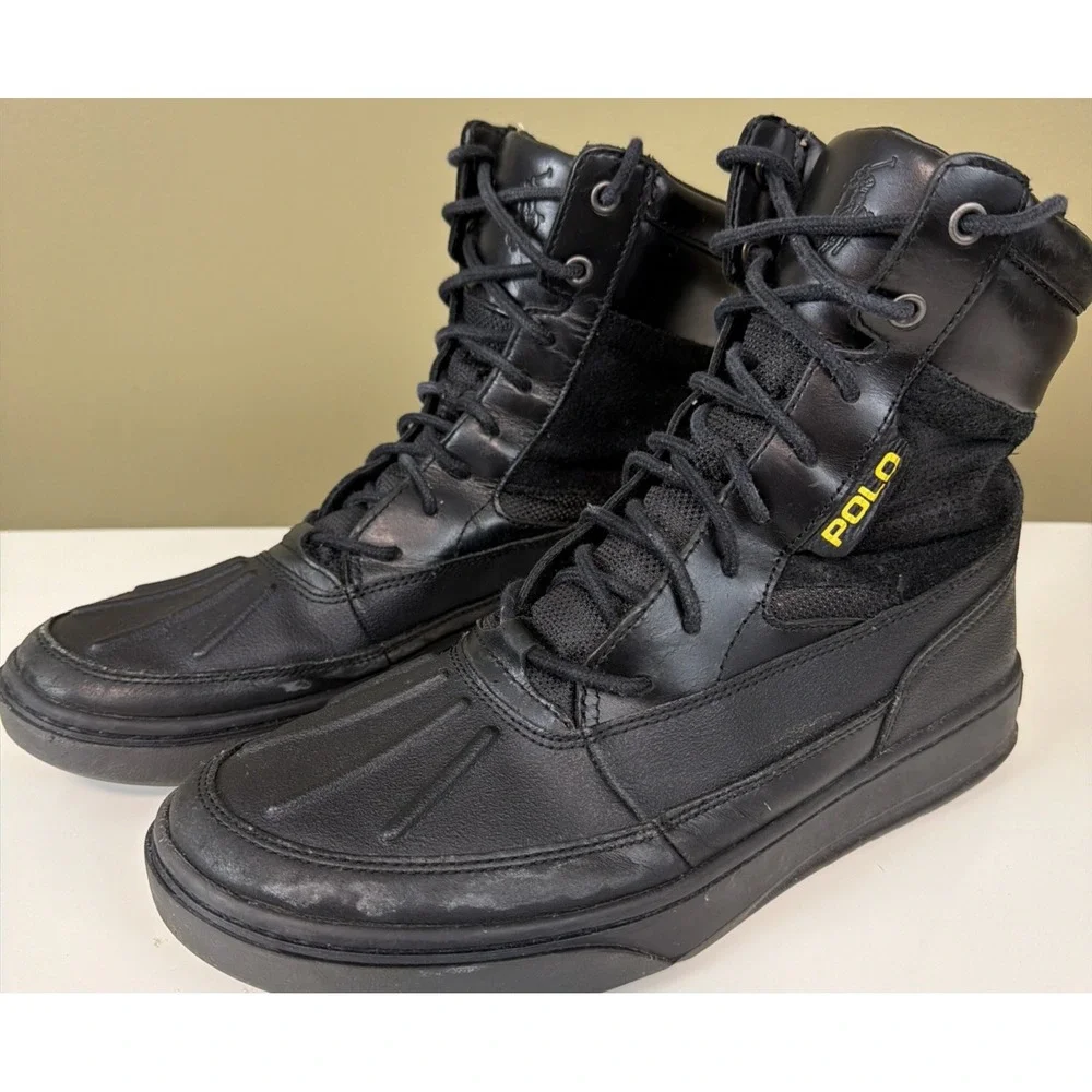 Polo Ralph Lauren Lansing Black Suede Boots Duck Boot RAIN Winter POLO Men's 9.5
